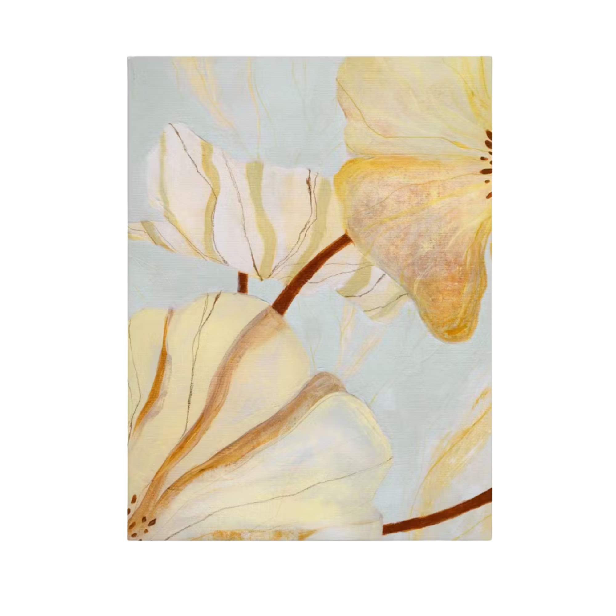 a yellow and blue floral artwork