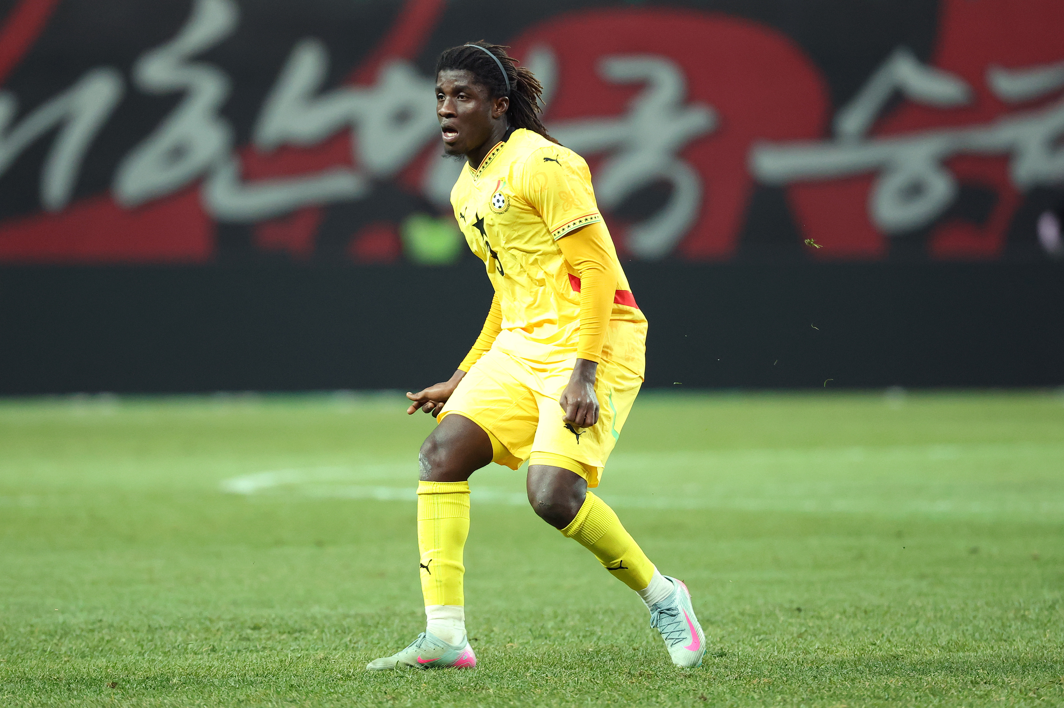 SEOUL, SOUTH KOREA - NOVEMBER 18: Caleb Yirenkyi of Ghana in action during the international friendly match between South Korea and Ghana at Seoul World Cup Stadium on November 18, 2025 in Seoul, South Korea. (Photo by Chung Sung-Jun/Getty Images)