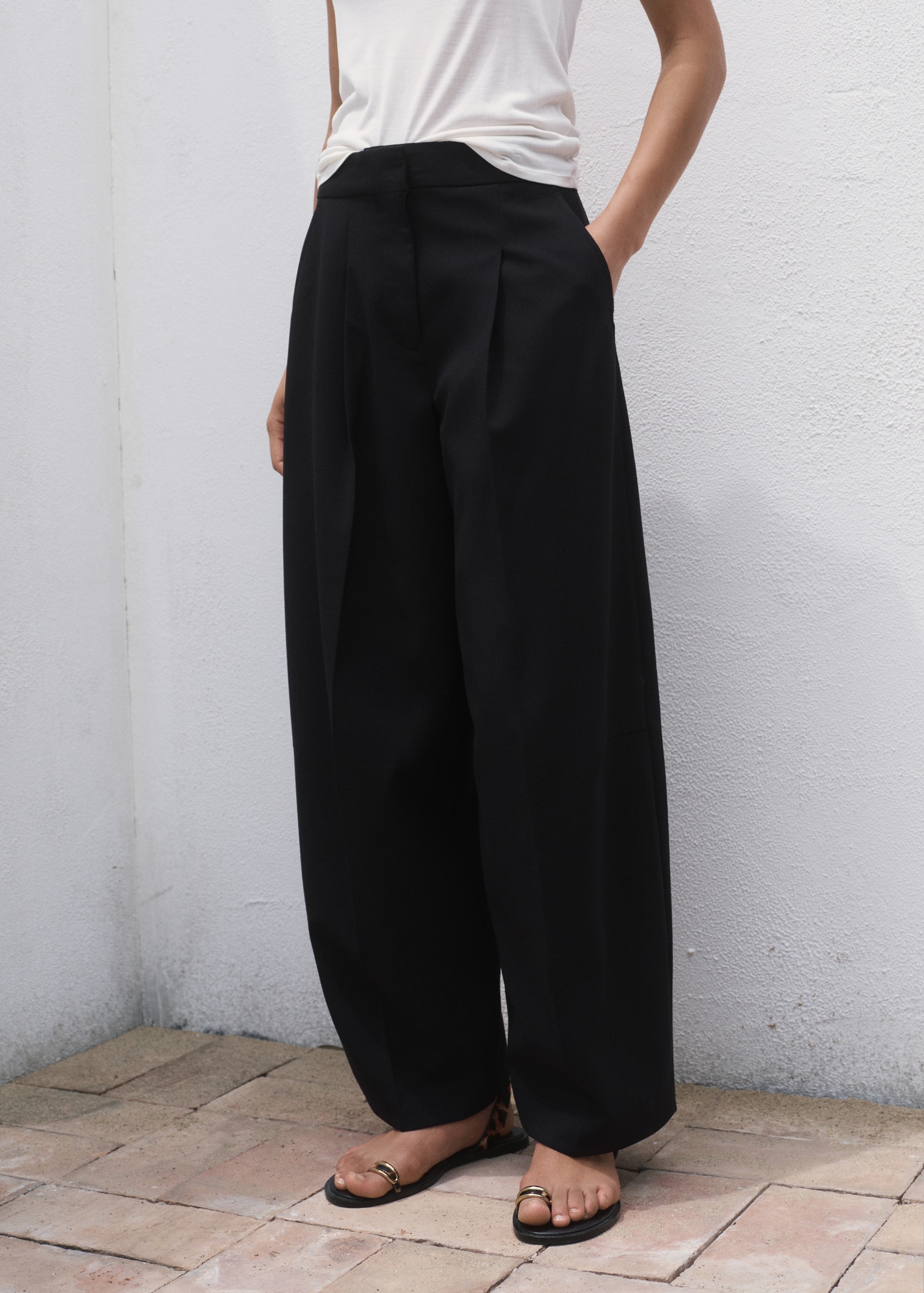 Pleated Wide Leg Trousers - Women | Mango United Kingdom
