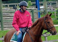 Jason riding a retrained racehorse