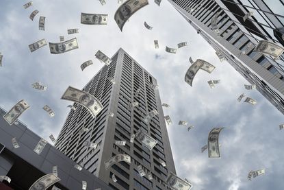 Image of money falling from the sky