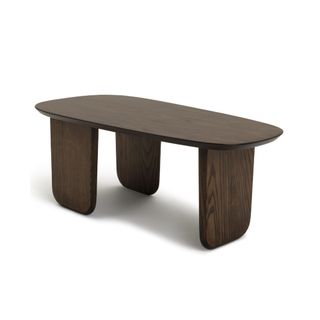 Dark wood curved coffee table cut-out