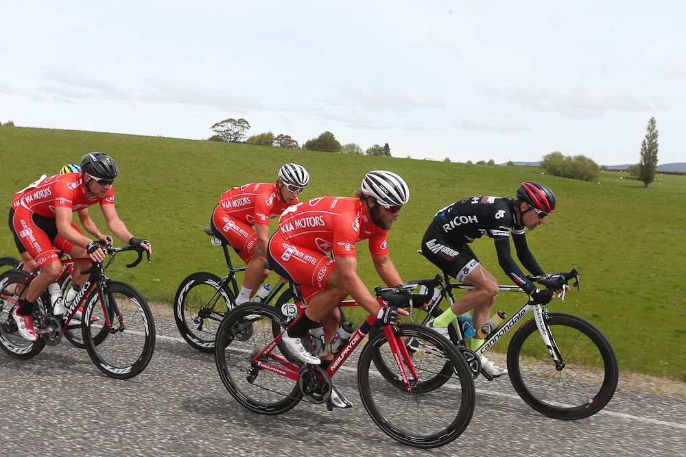 Eric Marcotte (L) of the U.S. heading to Gore during stage five of the Tour of Southland