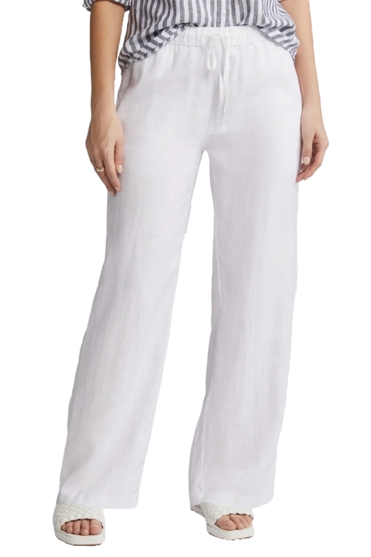 Drawstring Straight Leg Linen Pants