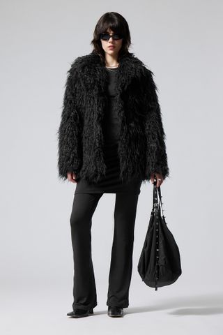 Weekday, Lilith Waisted Faux Fur Jacket