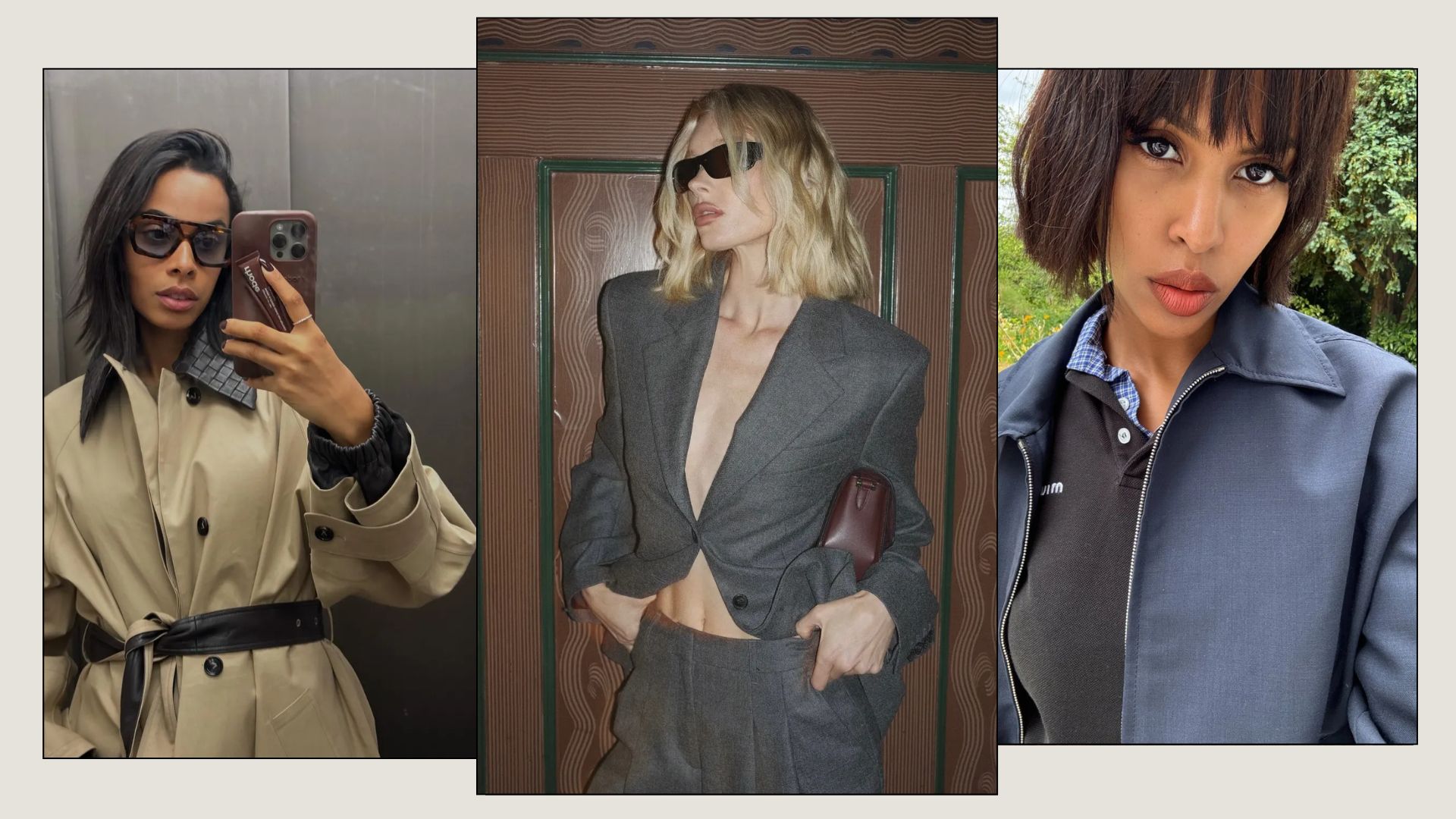 A collage of Rochelle Humes, Elsa Hosk and Sabrina Elba with bob haircuts