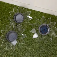Jennings Set of 3 XL Acrylic Flower White Light Solar Lights Jennings Set of 3 XL Acrylic Flower White Light Solar Lights