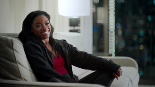 Simone Biles at home, in 'Simone Biles Rising'