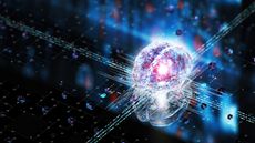 AI brain concept. Conceptual artificial intelligence mind chip in the shape of a brain.