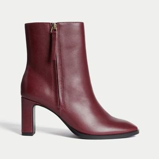 M&S Leather Block Heel Ankle Boots