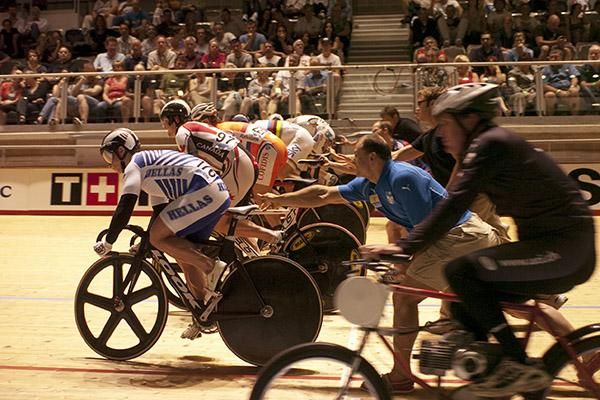 Action from the men's 15km scratch race, part of the omnium event here in Melbourne.