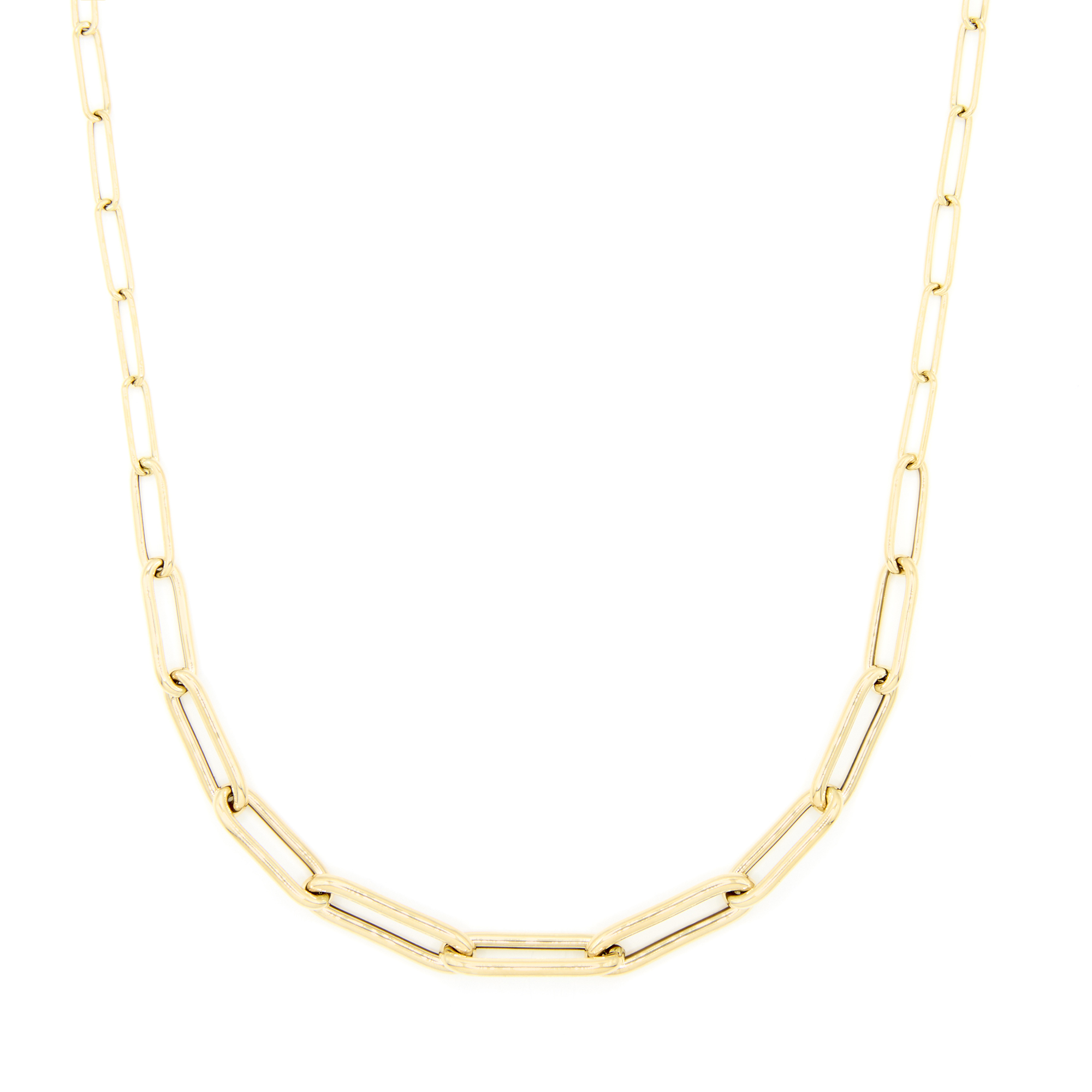 Toscano 18-Inch Graduated Paperclip Link Chain, 14k Yellow Gold