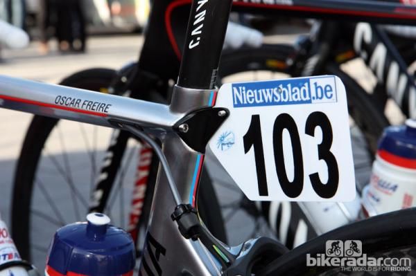 Check out the custom number plate holders used by the Katusha team.