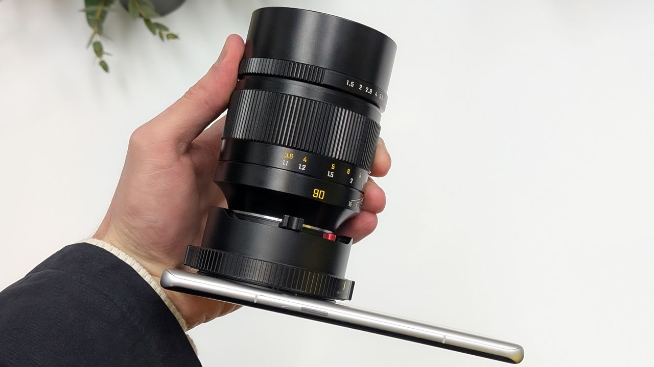 RealMe Interchangeable Lens Concept phone held in a hand