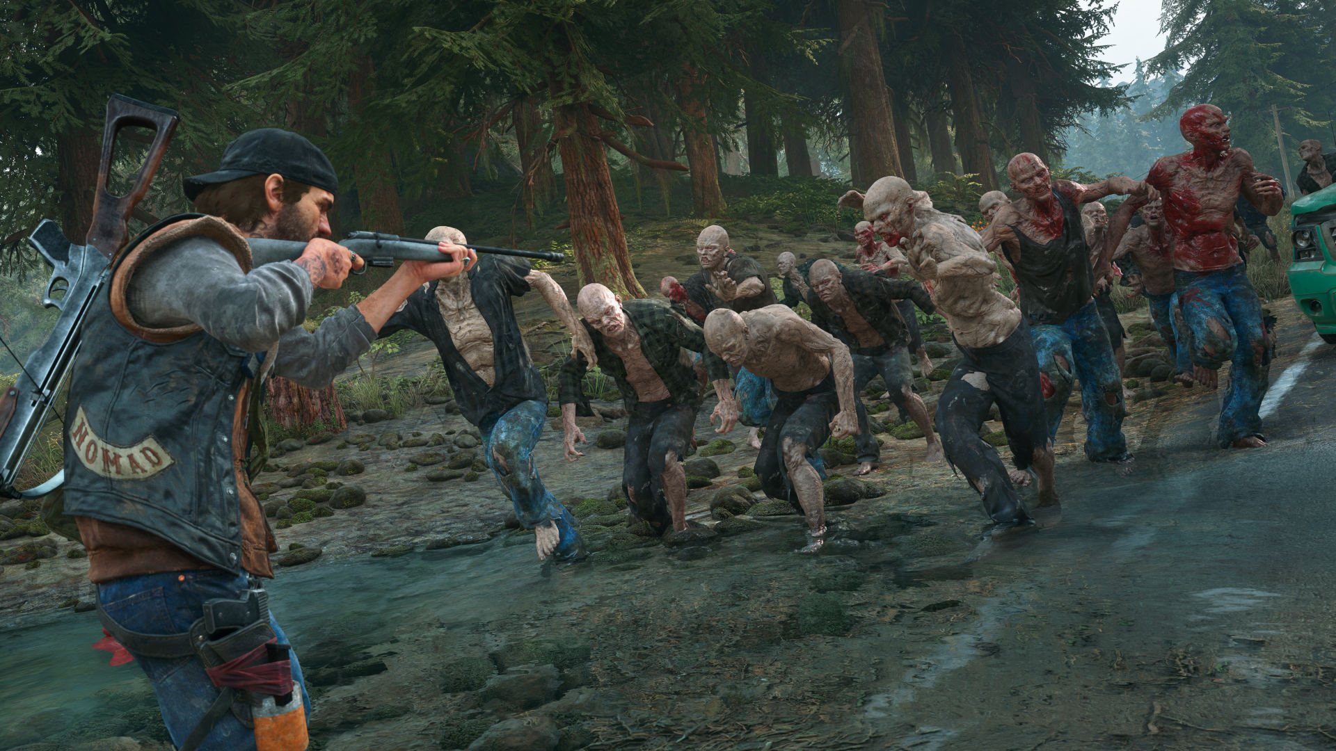A horde of zombies in Days Gone