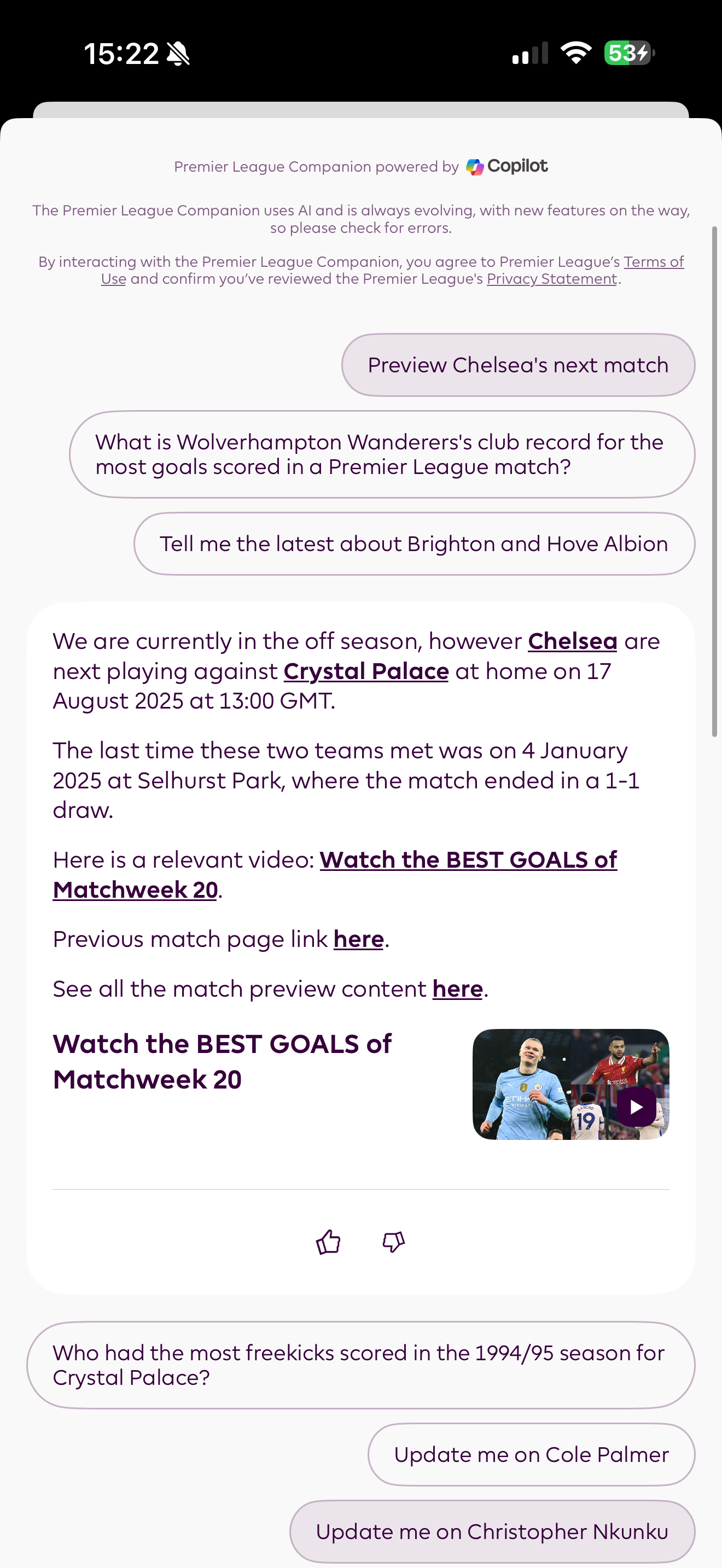 Premier League Companion Copilot AI