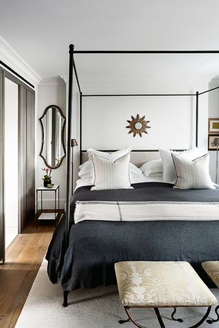 Bedroom with white rug