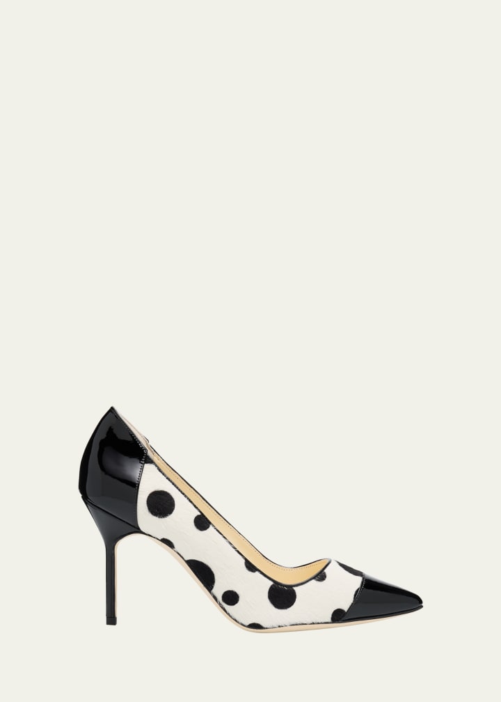 Capcour Polka Dot Mixed-Media Pumps