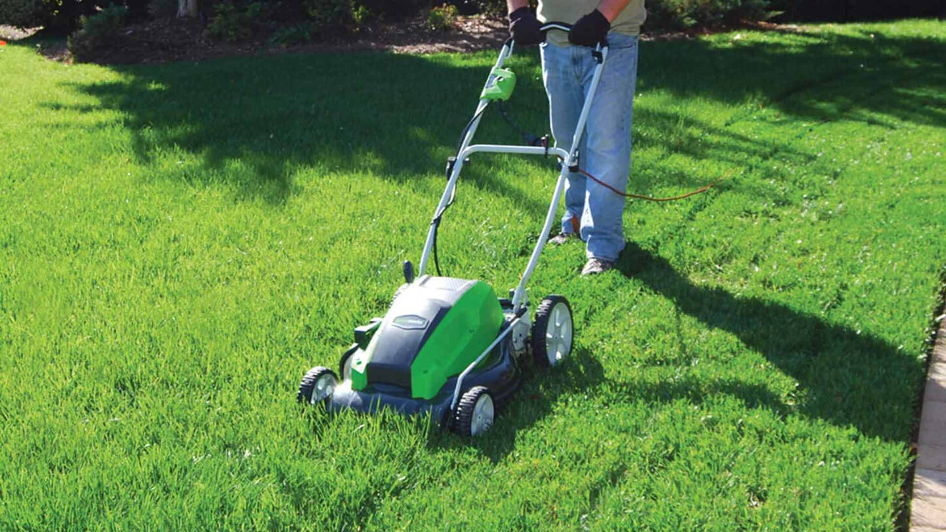 Greenworks vs Ryobi: image of corded lawn mower