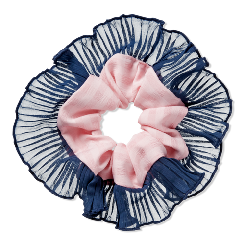 Navy and Pink Houndstooth Scrunchie