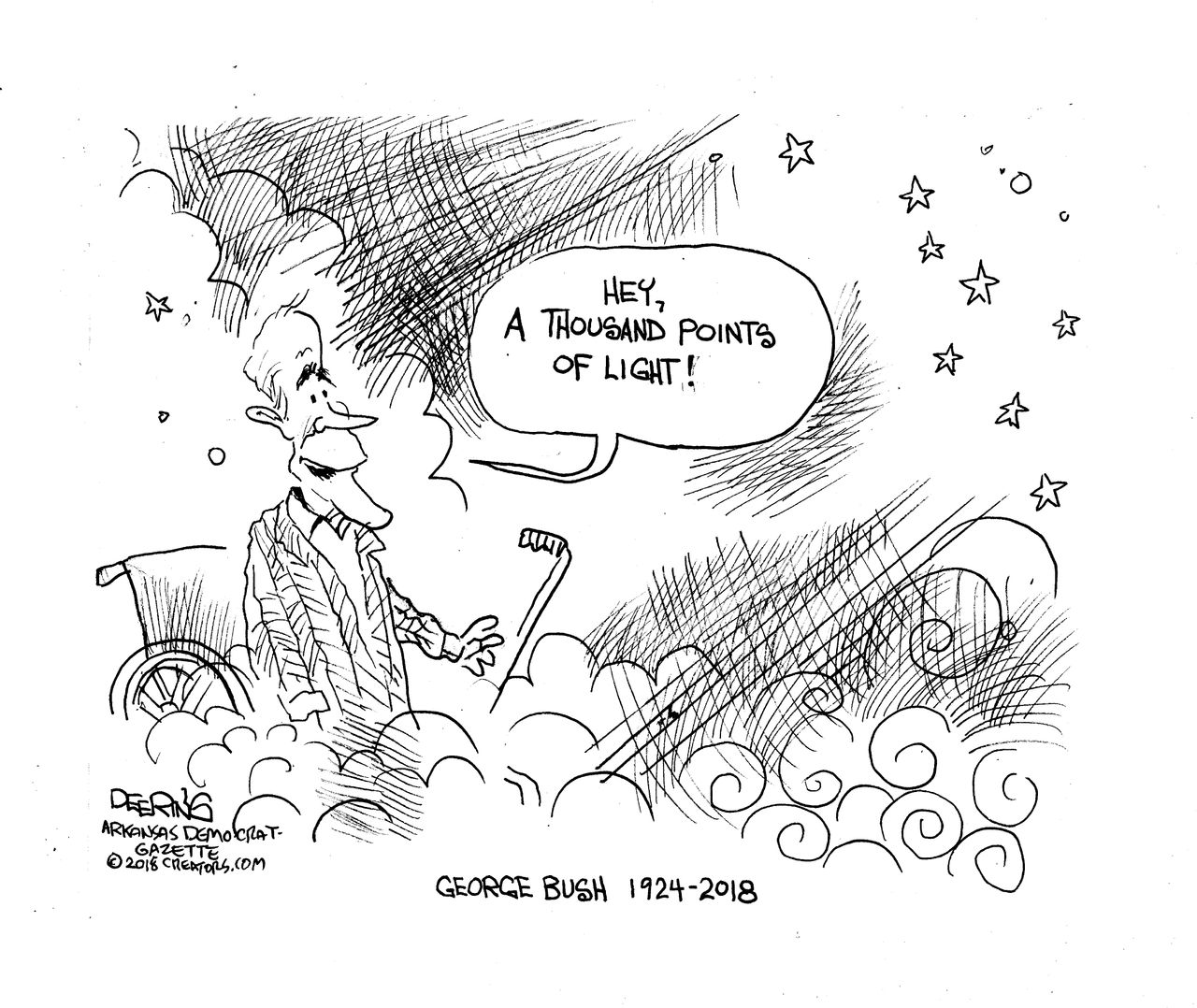 Editorial cartoon U.S. George H.W. Bush a thousand points of light