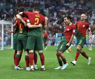Portugal celebrate against Switzerland