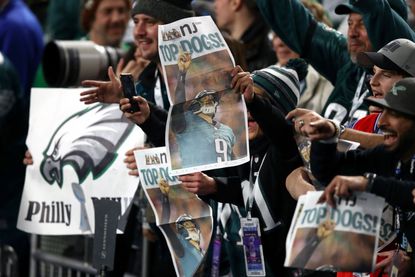 Newspaper featuring the Eagles' big Super Bowl win. 