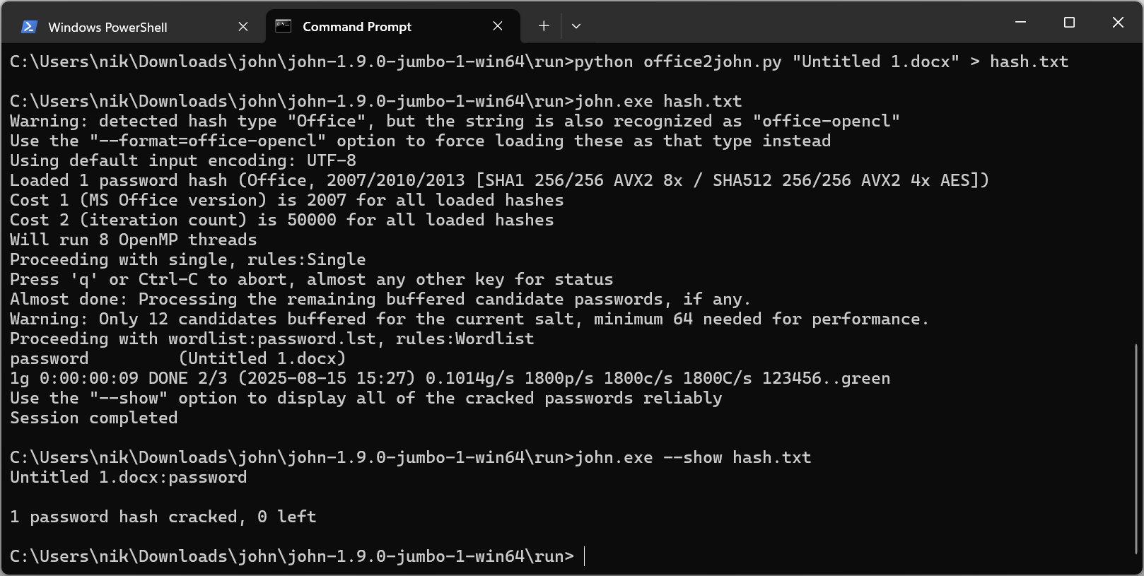 John the Ripper password recovery tool