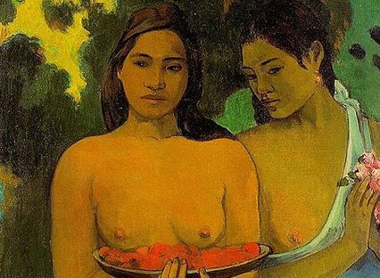 Two Tahitian women by Paul Gauguin