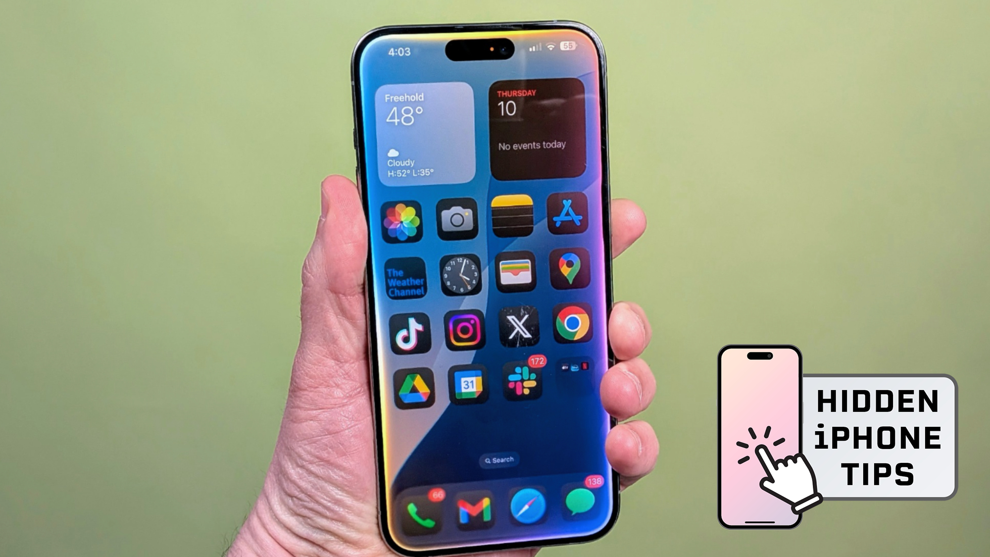 Siri on iPhone with Hidden iPhone tips badge