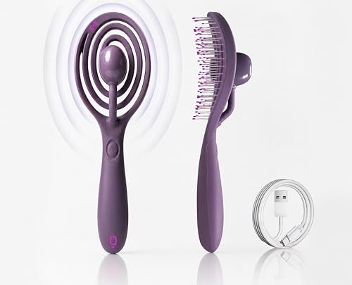 Oo!brush Detangling Brush, Harmonic Resonance Technology, Wet and Dry Hair Brush for Straight, Wavy, Curly and Coily Hair, Helps Reduce Tugging, Scalp Massage Feature, Usb-C Rechargeable, Magic Violet