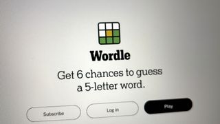 A photo of a screen displaying Wordle