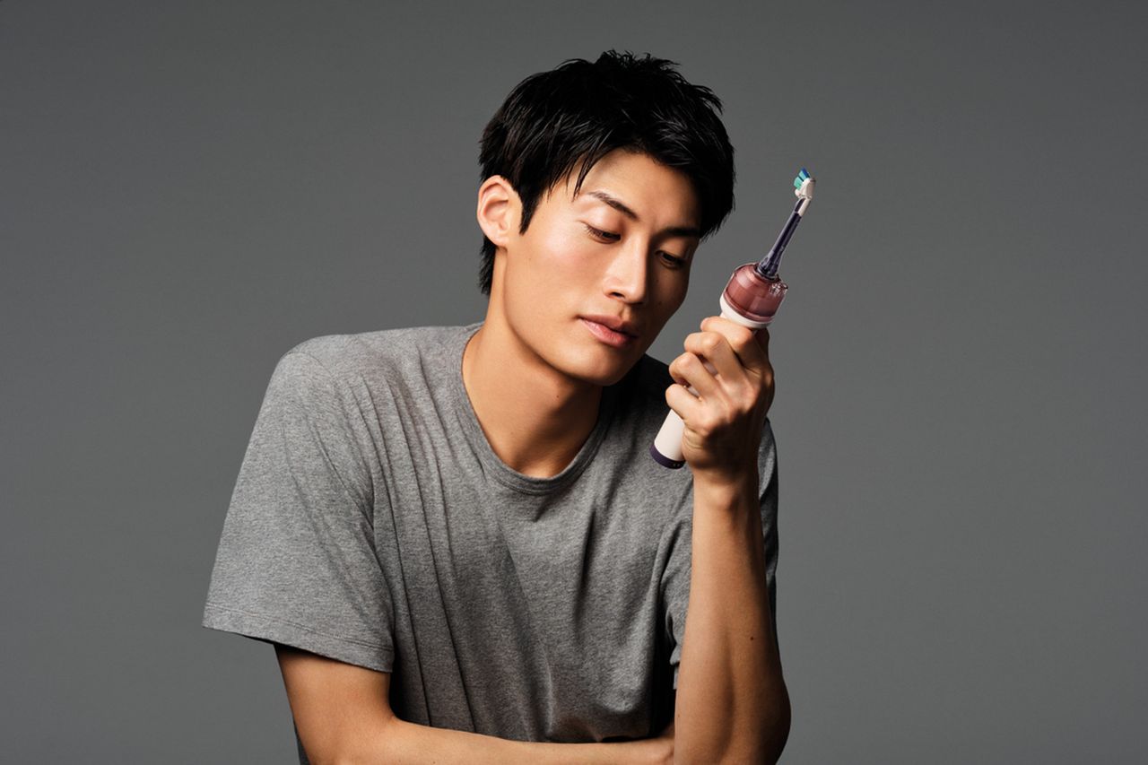 The new Dyson CameraJet Toothbrush in use