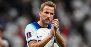 Manchester United target Harry Kane of England acknowledges the fans following the FIFA World Cup Qatar 2022 Group B match between England and USA at Al Bayt Stadium on November 25, 2022 in Al Khor, Qatar