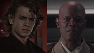 Anakin Skywalker and Mace Windu side by side
