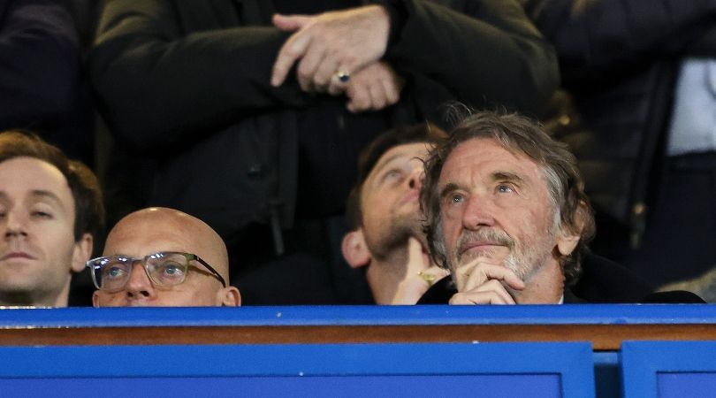 Sir Jim Ratcliffe and Sir Dave Brailsford watch Manchester United in action at Chelsea in April 2024.