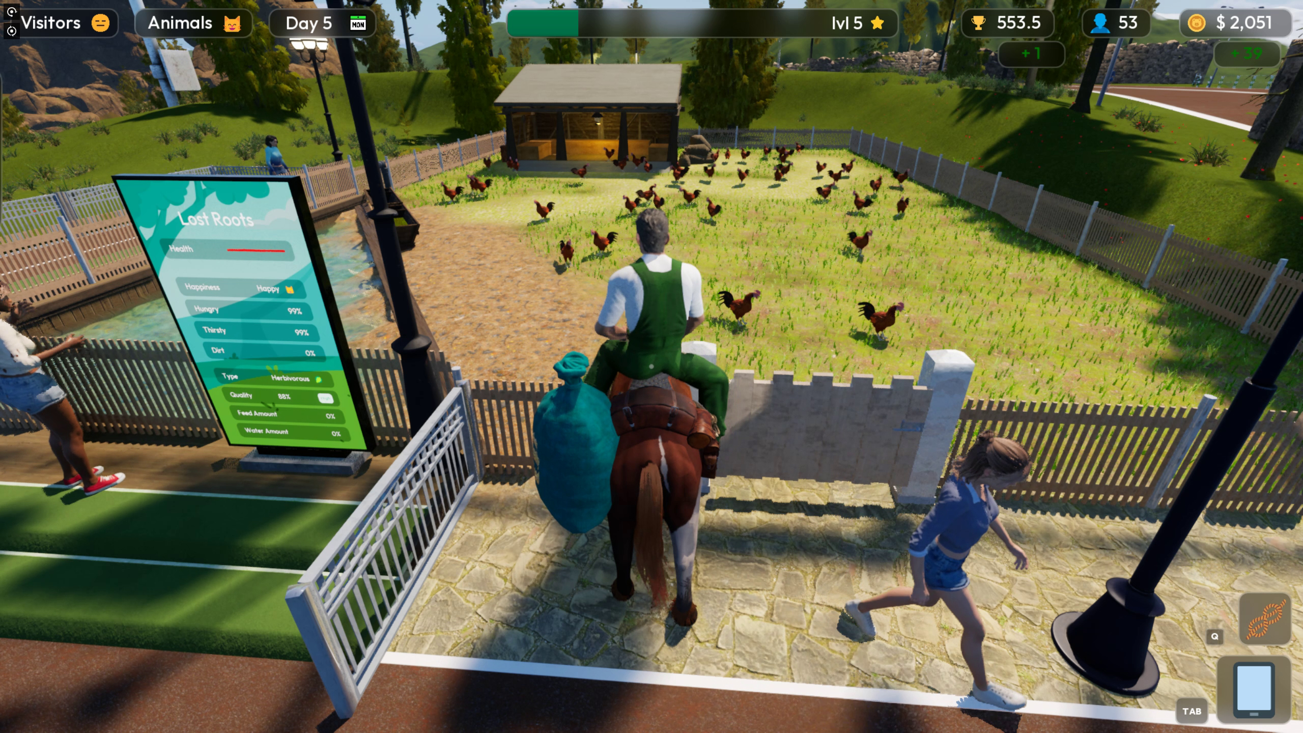 Animals and guests at a zoo