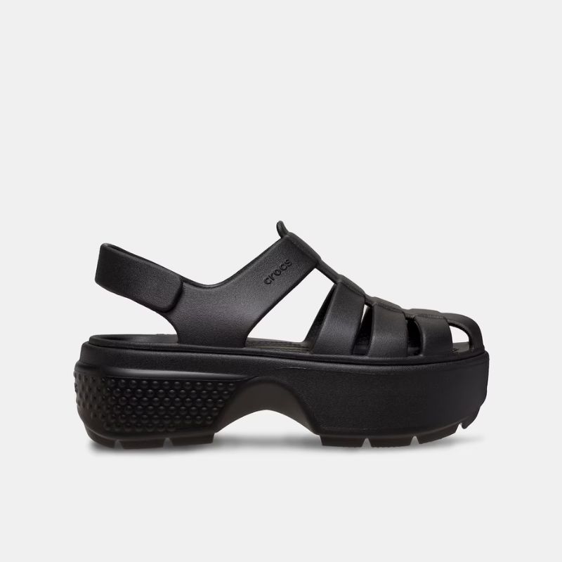 Crocs Black Stomp Fisherman Sandals cut out 