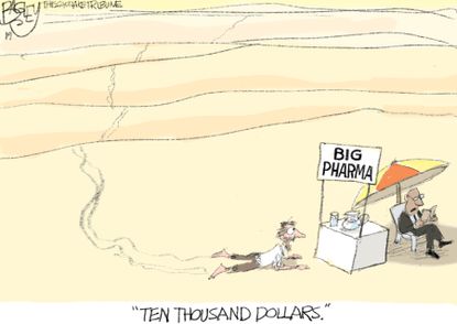 Editorial Cartoon U.S. Big Pharma Drug Prices Desert
