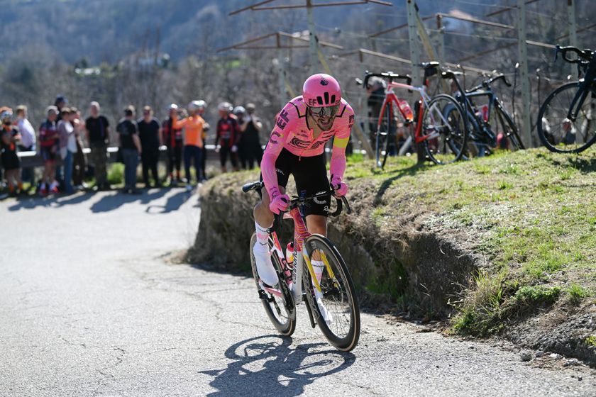 SALASSA ITALY MARCH 13 Alberto Bettiol of Italy and Team EF Education EasyPost competes in the breakaway competes during the 105th MilanoTorino 2024 a 177km one day race from Rho to Salassa 346m on March 13 2024 in Salassa Italy Photo by Dario BelingheriGetty Images