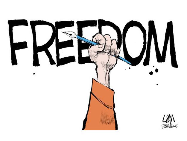 Editorial cartoon Charlie Hebdo free speech