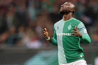 Naby Keita of SV Werder Bremen looks dejected during the Bundesliga match between SV Werder Bremen and 1. FC Köln at Wohninvest Weserstadion on September 23, 2023 in Bremen, Germany.