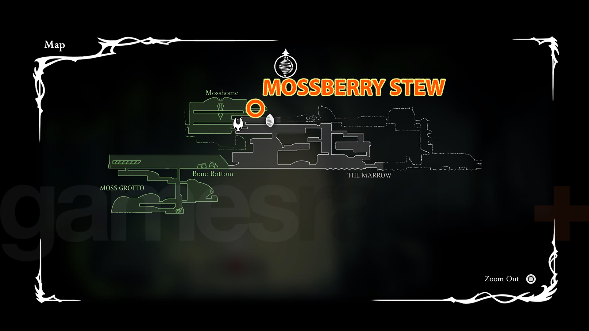 Map location for Mossberry Stew in Silksong