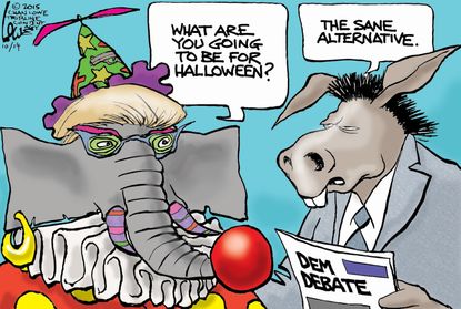 Political cartoon U.S. Democrats Republicans Halloween
