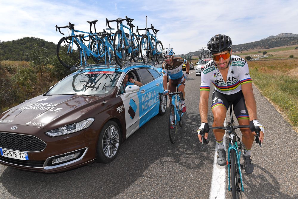 Peter Sagan in the caravan during stage 19 at the Vuelta