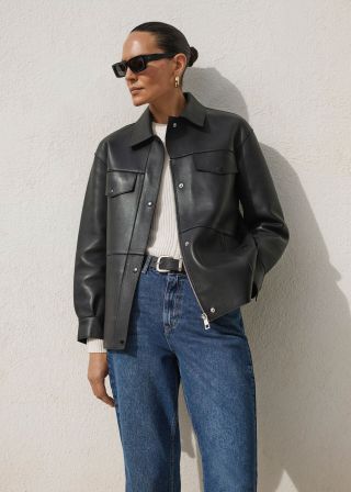 Black Clean Bonded Leather Jacket