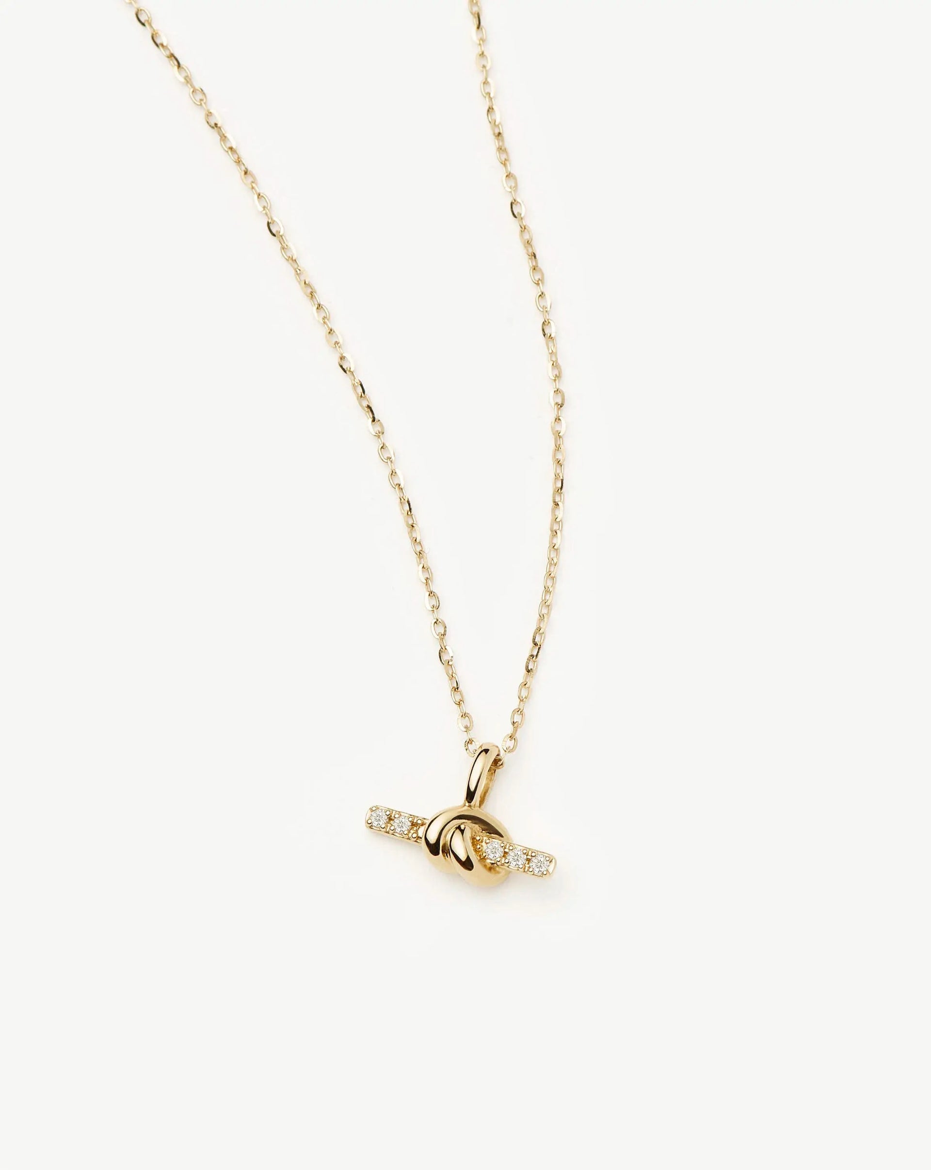 Lucy Williams Fine Diamond T-Bar Pendant Necklace | 14ct Solid Gold - 14ct Solid Gold, Diamond