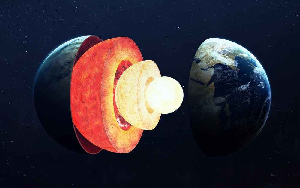 An illustration of Earth&#039;s layers, including the mantle and inner core.