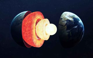 An illustration of Earth's layers, including the mantle and inner core.