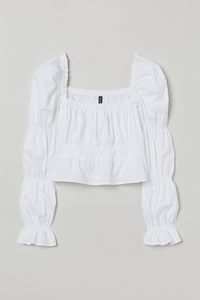 H&amp;M, Cropped Puff-Sleeved Top ( $19.99